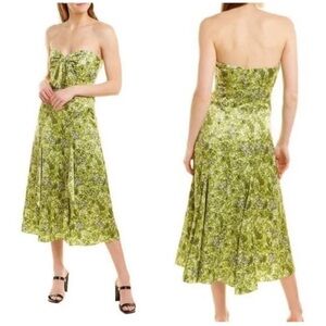 NWT Cinq a Sept Floral Green Strapless Dress size 6